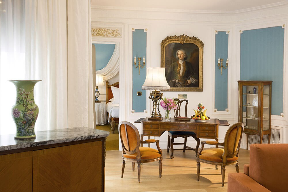 Formal sitting area of Le Negresco luxury hotel suite 