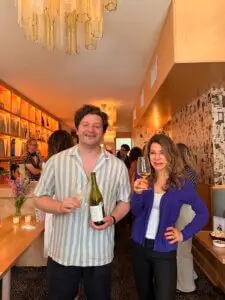 Jonathan Eichholz Master Sommelier with Marisa D'Vari DipWSET tasting Côtes du Rhône wine